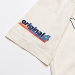 Formula 1 fans: This is a detail shot of the multicolor Original4 logo on the right sleeve of the t-shirt.