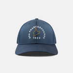 Formula 1 fans: This is a navy baseball cap front with embroidered orange Spa Francorchamps circuit, white Spa Francorchamps name plus white 1925.